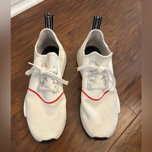 Adidas NMD R1 White Sneakers with Red Accent